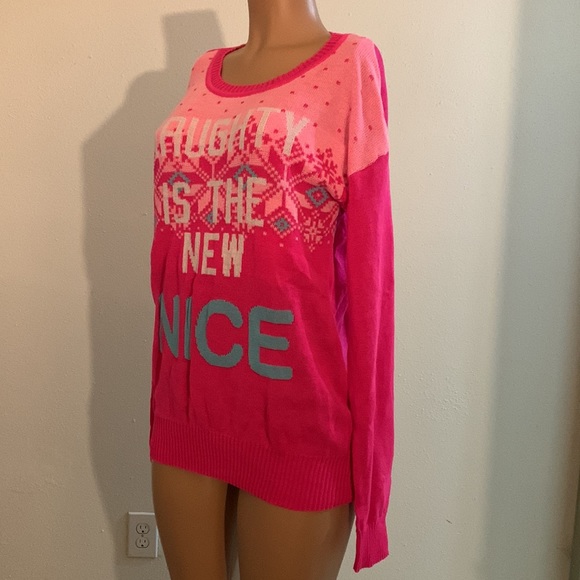 Lightweight Crew Neck Long Sleeve Knit Top “!Naughty is the New Nice” - Picture 14 of 17